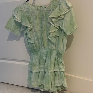 LoveShackFancy Light Green Ombré Natasha  Dress